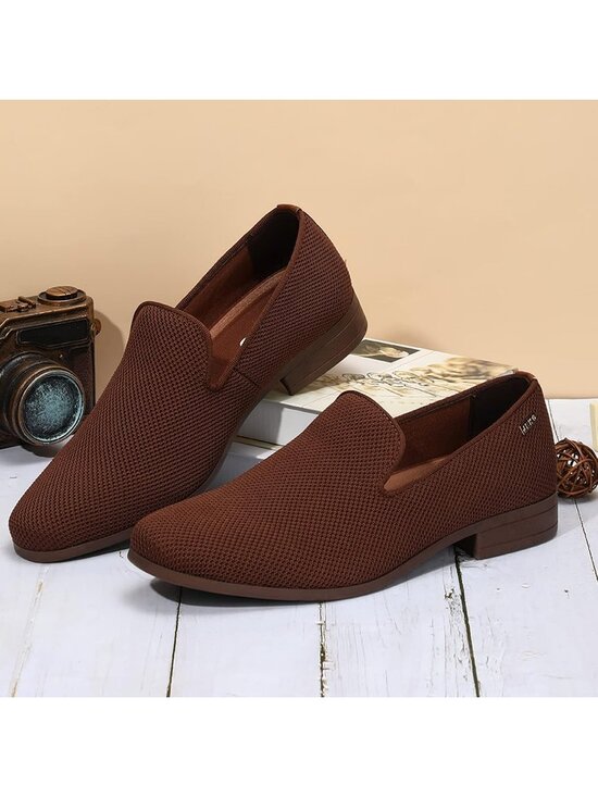UUBARIS Men\'s Brown Elegant Tuxedo Loafers Slip on Dress Shoes Formal Shoes main image 4